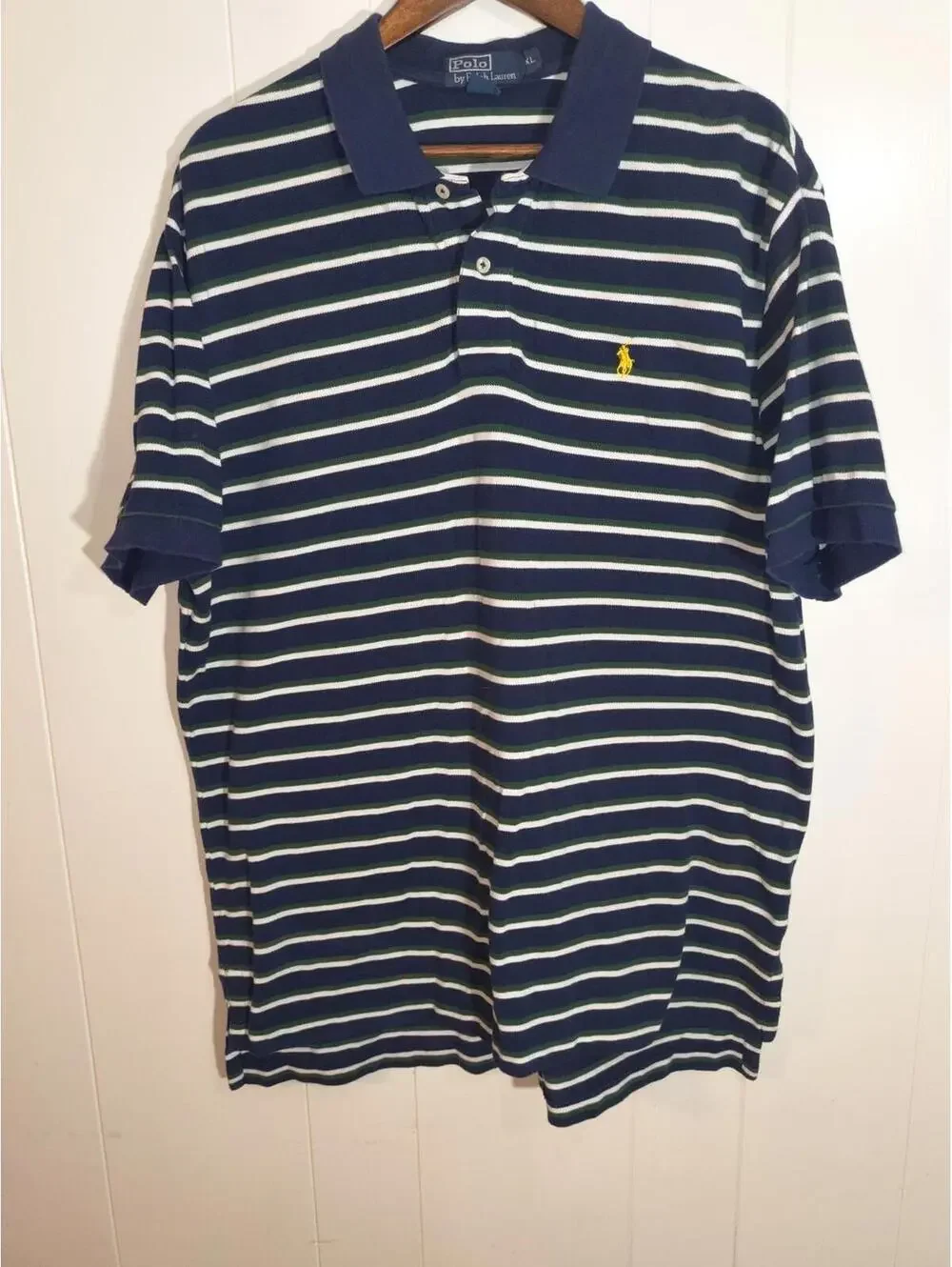 Polo Ralph Lauren Men's Navy White Custom Slim Fit Pony Logo Polo Shirt Size XL